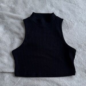 Black Ribbed Sleeveless Top